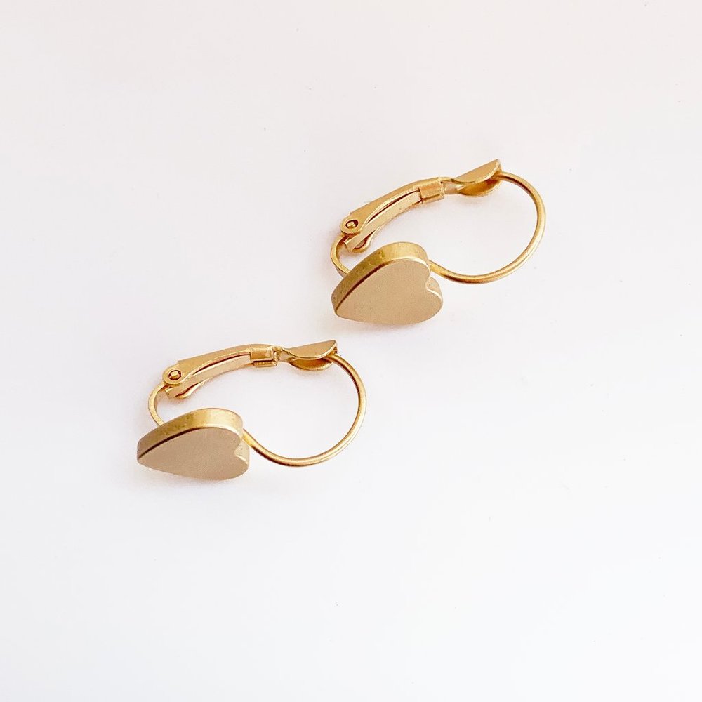 Heart Shaped Gold Plated Huggie Earrings - Picture 3 of 5